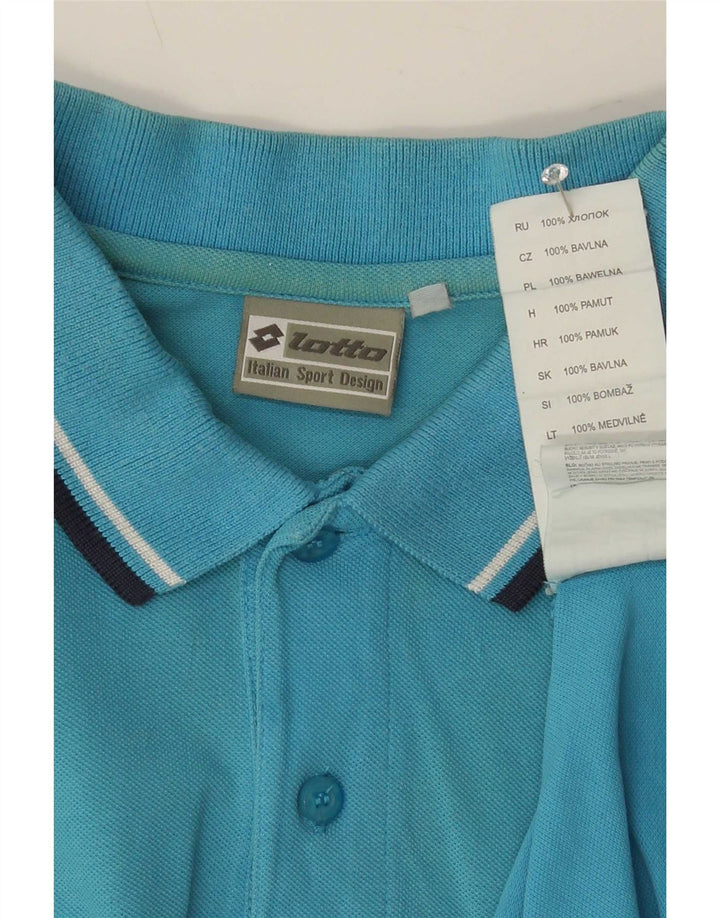 Camisa polo masculina Lotto de algodão listrado azul médio