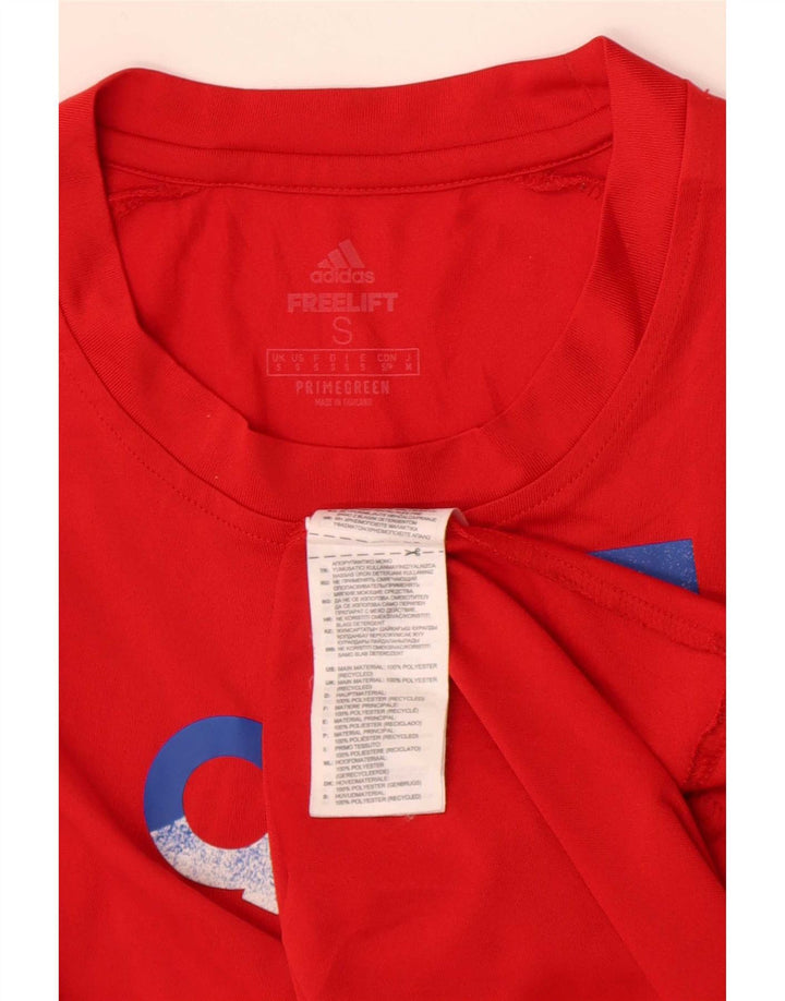 Adidas Mens Graphic T-Shirt Top Pequeno Poliéster Vermelho