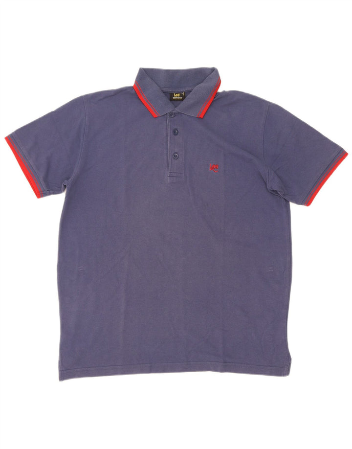 Camisa polo masculina Lee grande algodão azul