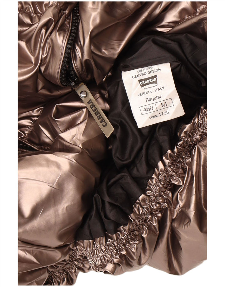 Jaqueta feminina acolchoada com capuz Carrera UK 14 poliéster dourado médio