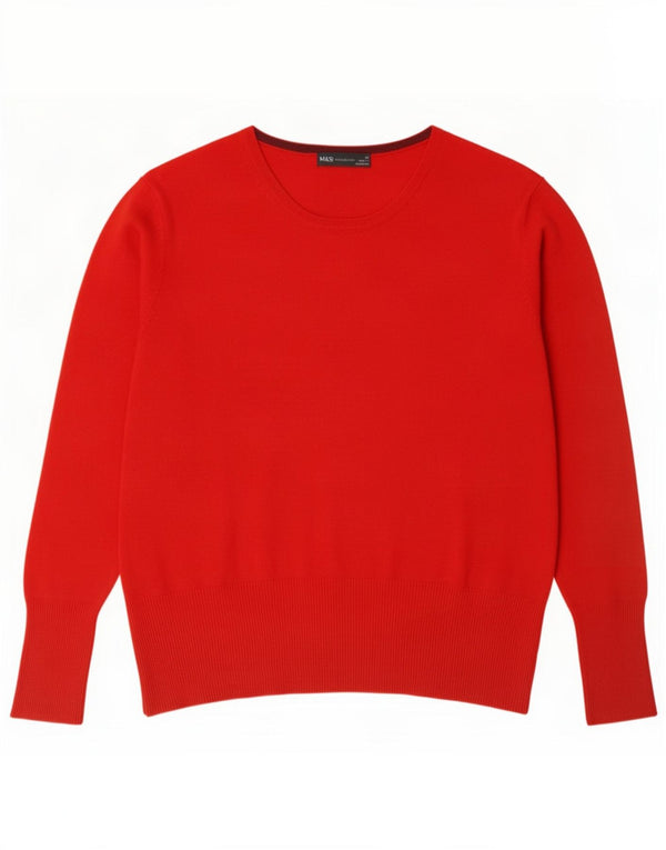 Suéter feminino Marks & Spencer com gola canoa Reino Unido 22 3XL viscose vermelha