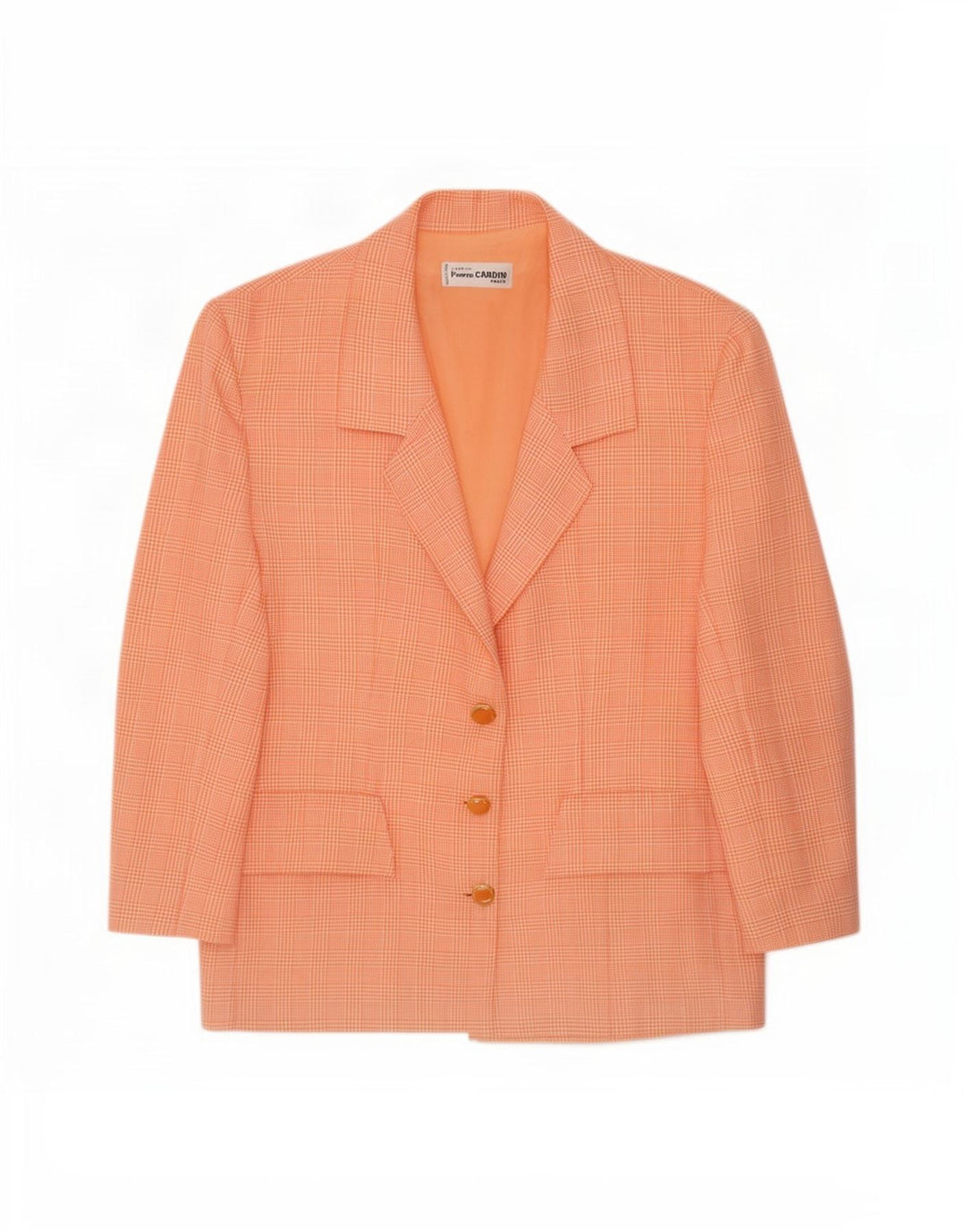 Jaqueta blazer feminina Pierre Cardin com 3 botões Reino Unido 14 grande rosa houndstooth