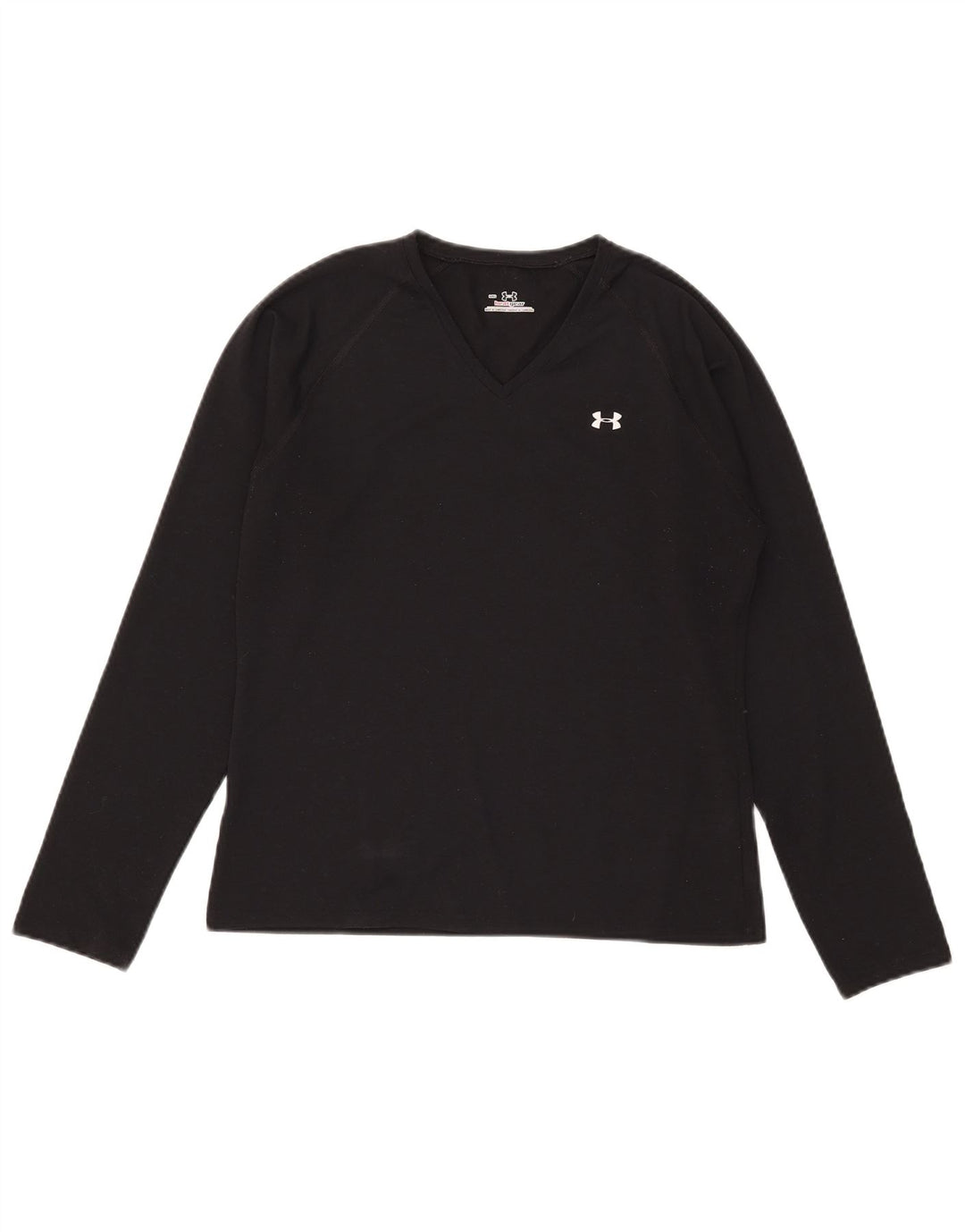 Top feminino Under Armour manga comprida UK 12 poliéster preto médio