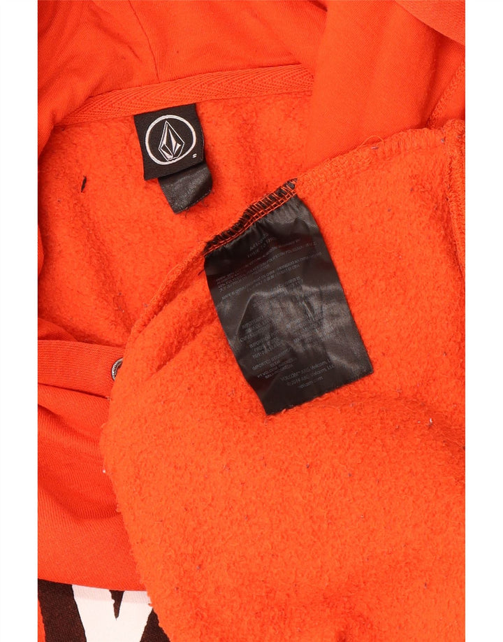VOLCOM masculino gráfico moletom com capuz pequeno algodão laranja