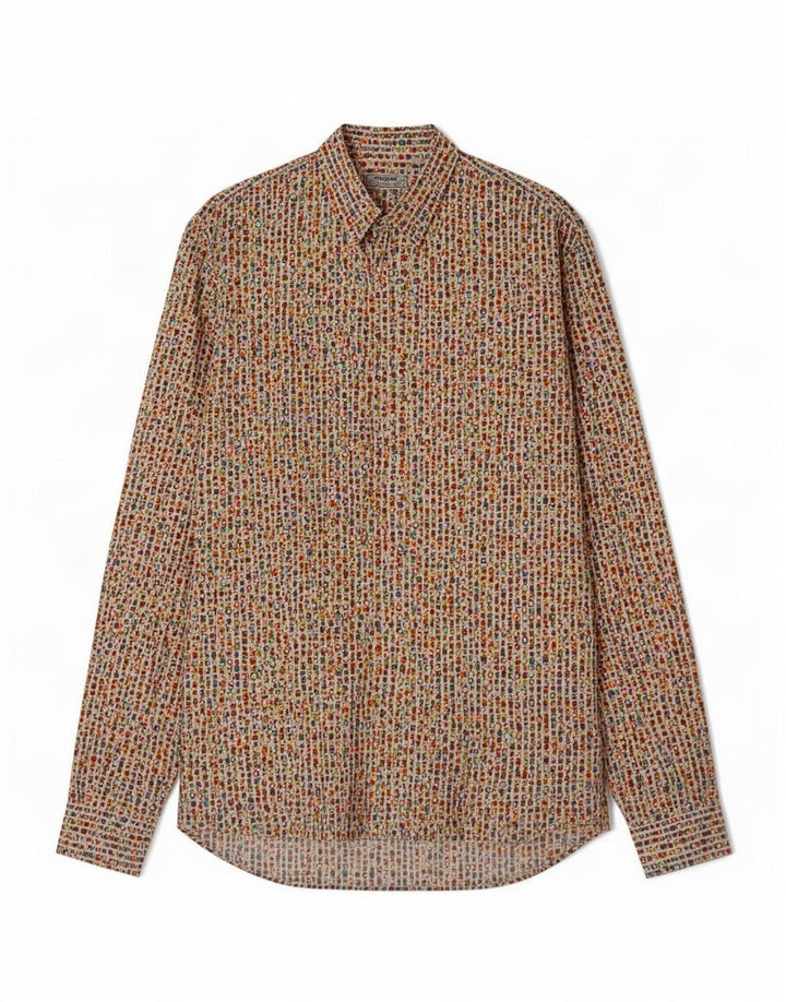 Camisa masculina Desigual XL algodão geométrico multicolorido