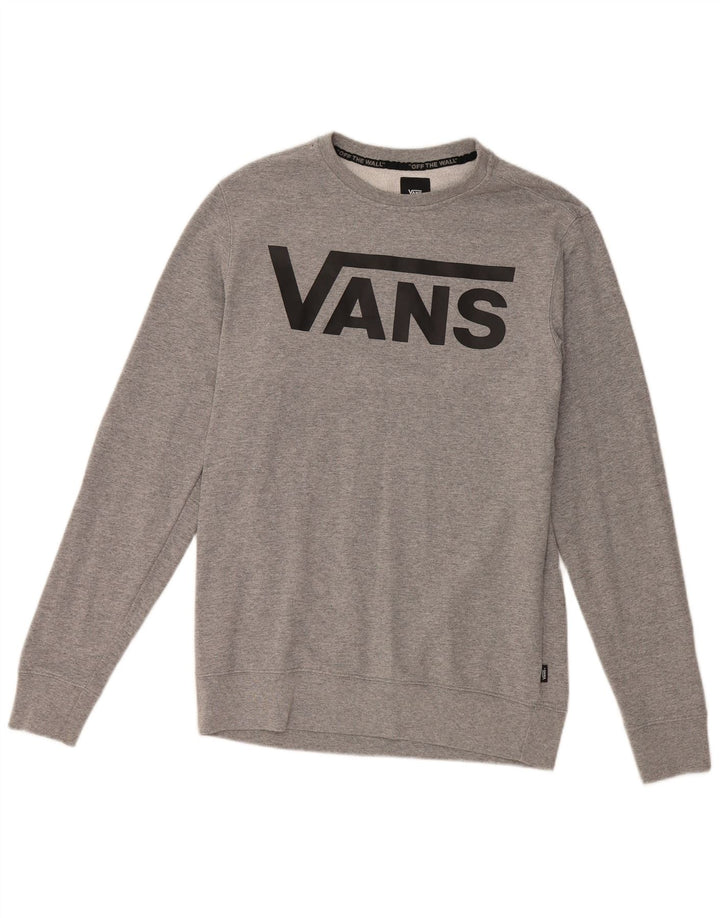 VANS Mens Graphic Moletom Jumper Pequeno Algodão Cinza