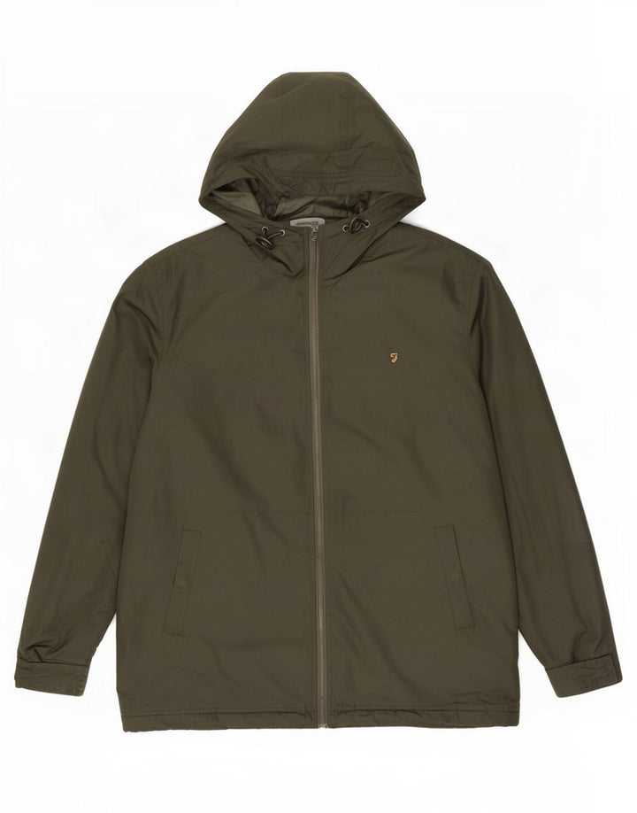 Jaqueta de chuva masculina Farah com capuz UK 40 verde grande