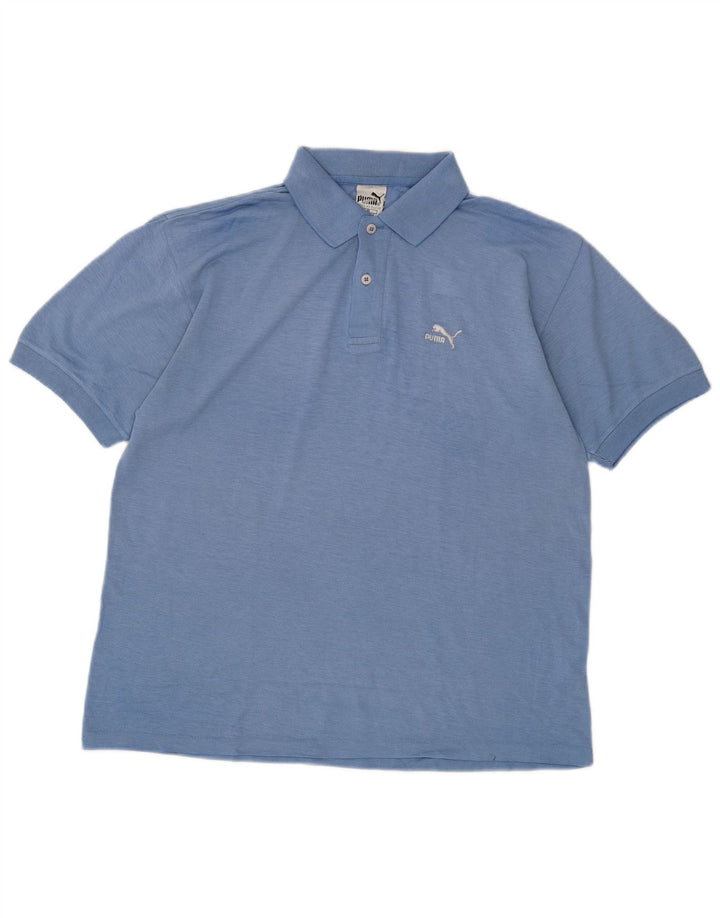 Camisa polo masculina PUMA algodão azul médio