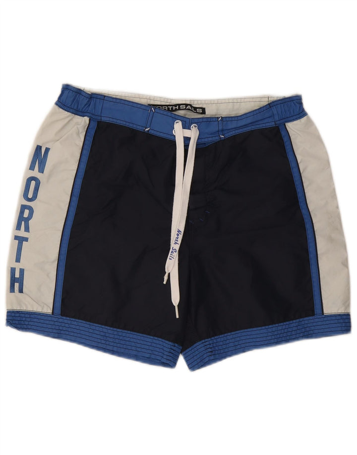 Shorts de natação masculino North Sails gráfico médio azul marinho colorblock