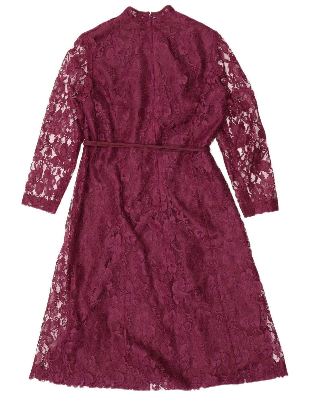 ESCO Vestido feminino de manga comprida evasê IT 46 grande roxo floral poliéster