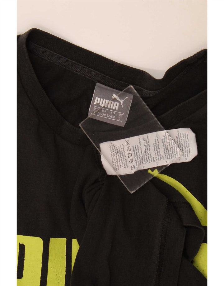 Puma Mens Graphic T-Shirt Top Grande Algodão Preto