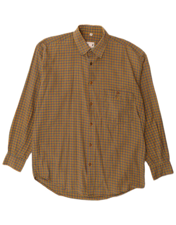 Camisa masculina de flanela Goose & Gander IT 46 grande xadrez marrom