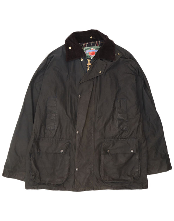 Jaqueta masculina de algodão encerado Miller & Simons Reino Unido 42 XL preta