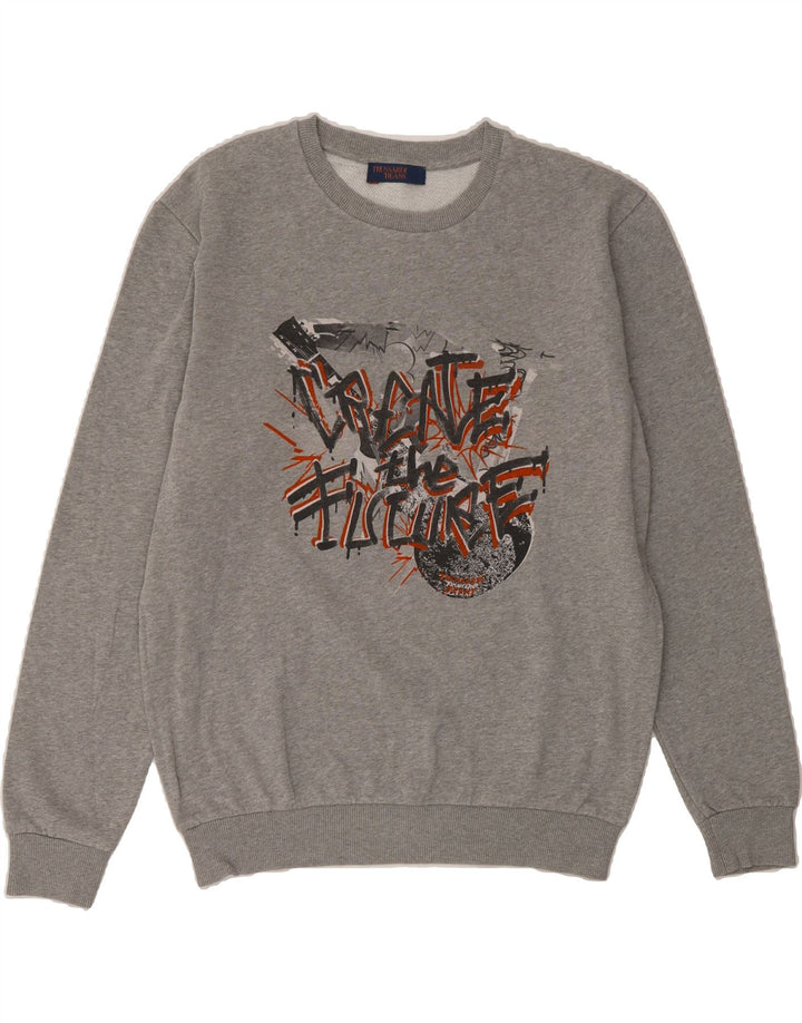 TRUSSARDI JEANS Mens Graphic Sweatshirt Jumper Large Grey Vintage Trussardi Jeans and Second-Hand Trussardi Jeans from Messina Hembry 