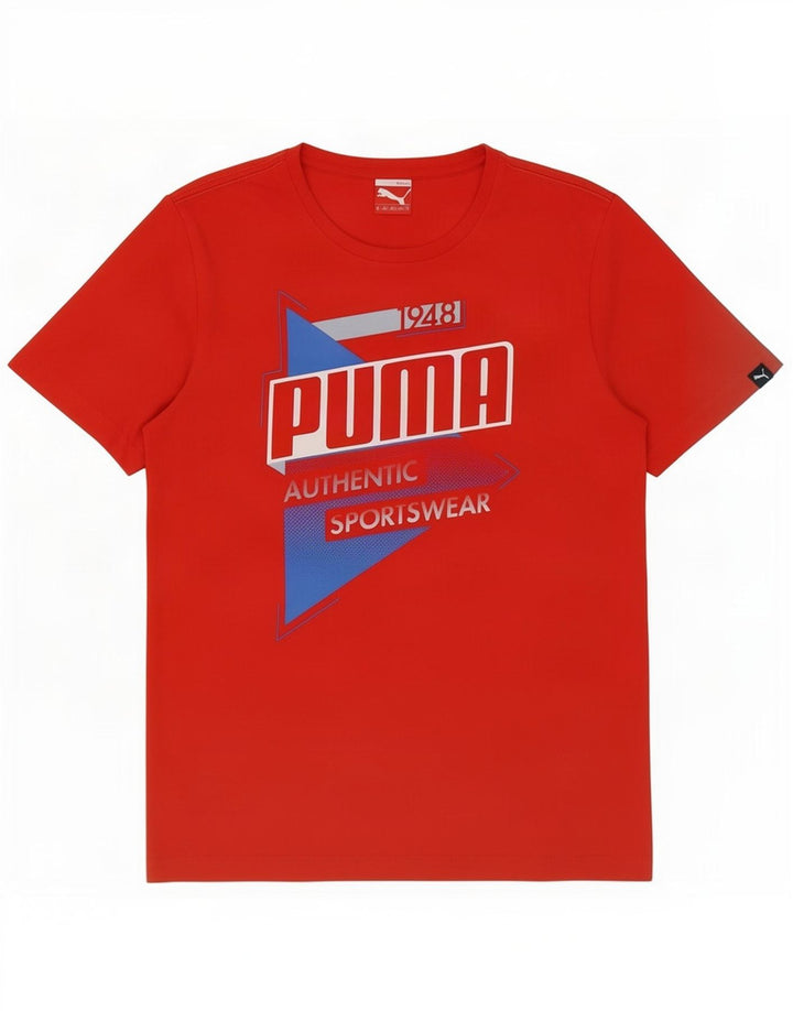 Puma Mens Graphic T-Shirt Top Médio Algodão Vermelho