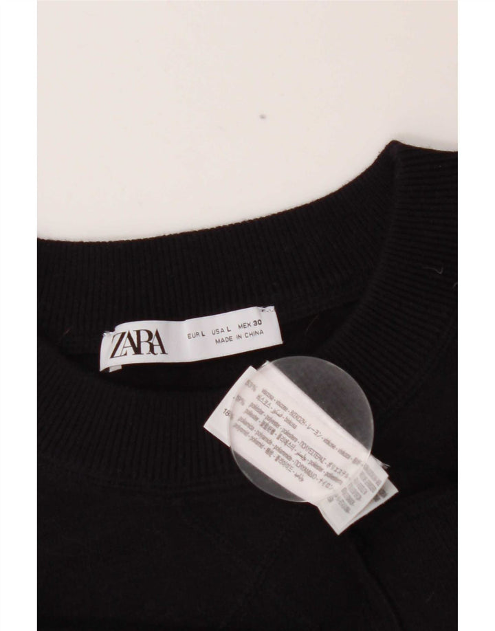 Suéter Zara feminino cropped oversized Reino Unido 16 grande azul marinho viscose