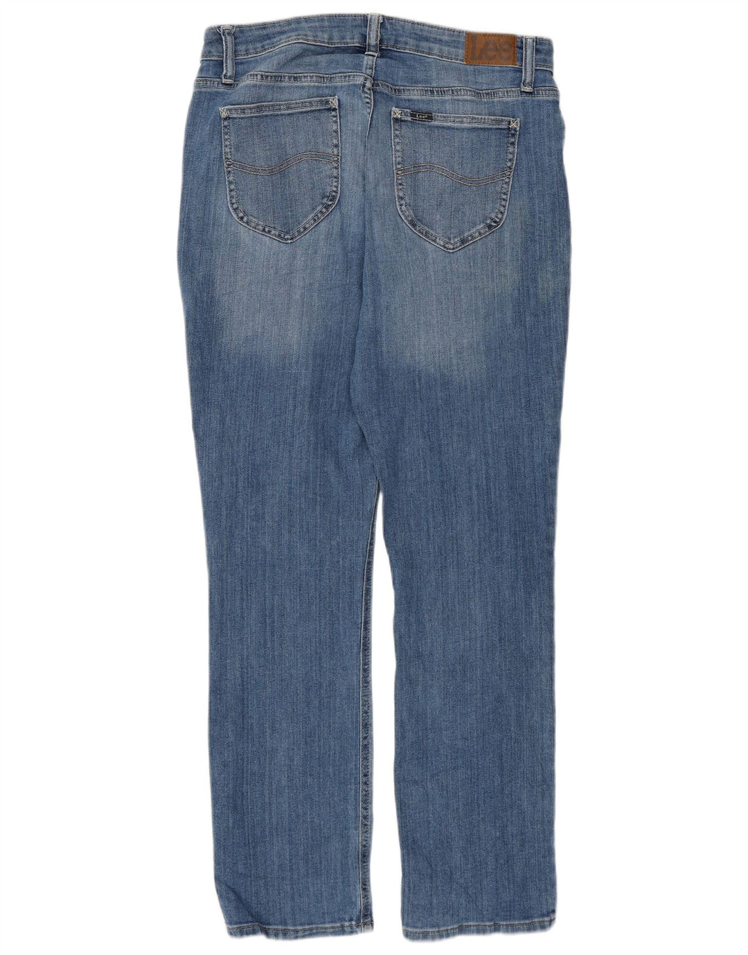 Calça jeans feminina LEE cintura média regular ajuste reto EUA 10 grande W32 L29 azul