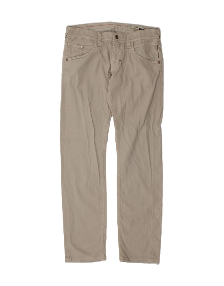 MELTIN' POT Mens Straight Casual Trousers W34 L34 Grey Cotton Vintage Meltin' Pot and Second-Hand Meltin' Pot from Messina Hembry 