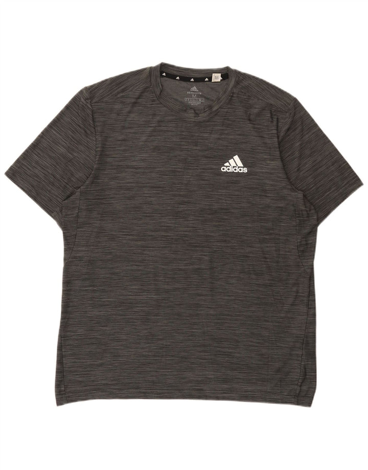 Camiseta masculina Adidas Aeroready Top cinza médio poliéster manchado