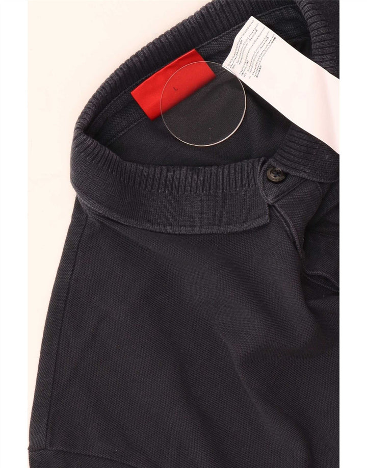 Camisa polo masculina Hugo Boss grande algodão azul marinho