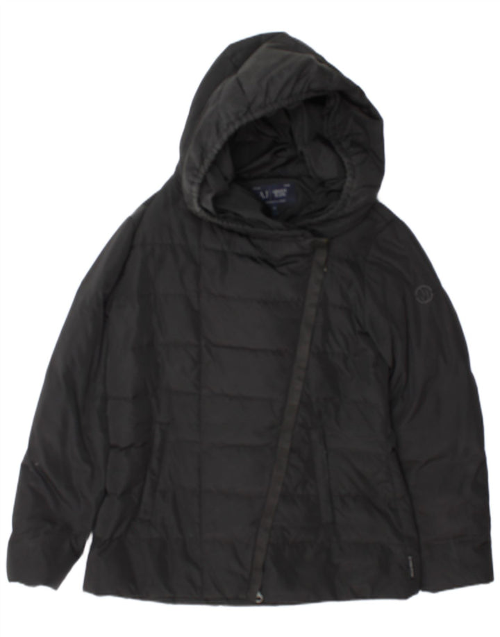 Jaqueta feminina acolchoada com capuz Armani EU 44 XL azul marinho poliéster