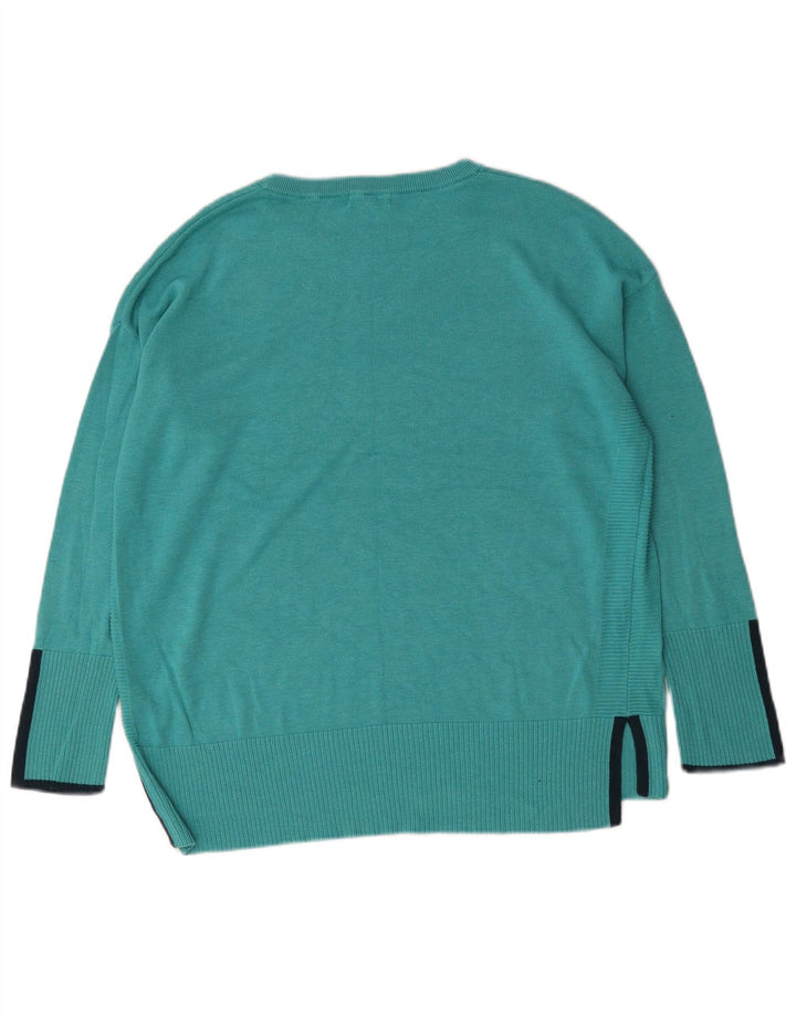 Suéter feminino grande com gola canoa White Stuff Reino Unido 16 grande turquesa