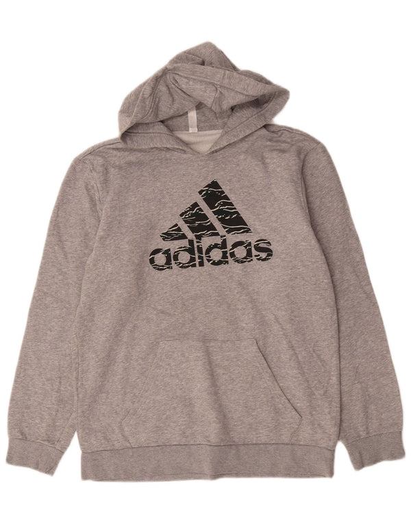 Adidas Mens Graphic Hoodie Jumper Médio Algodão Cinza