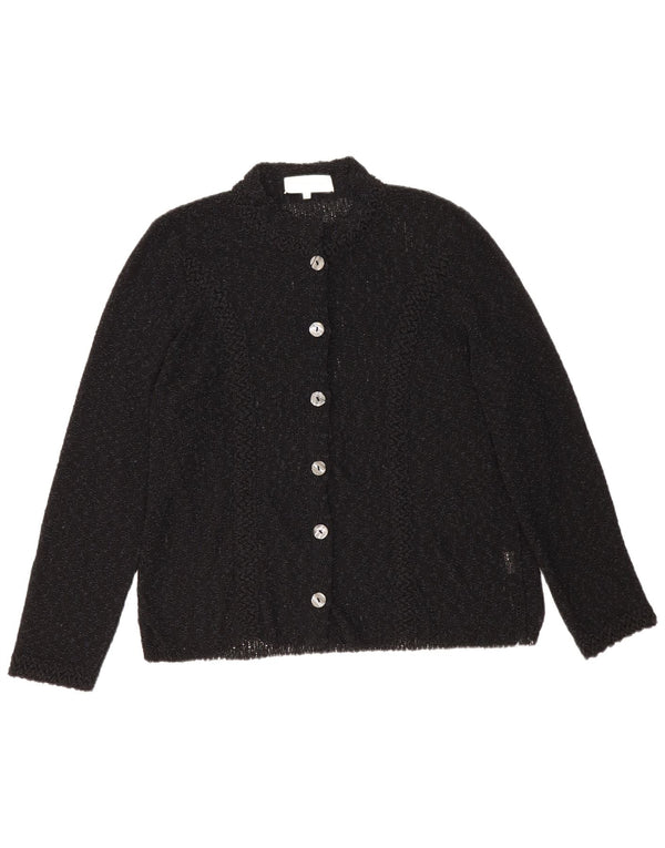 Suéter cardigã transparente feminino vintage IT 50 XL preto acrílico