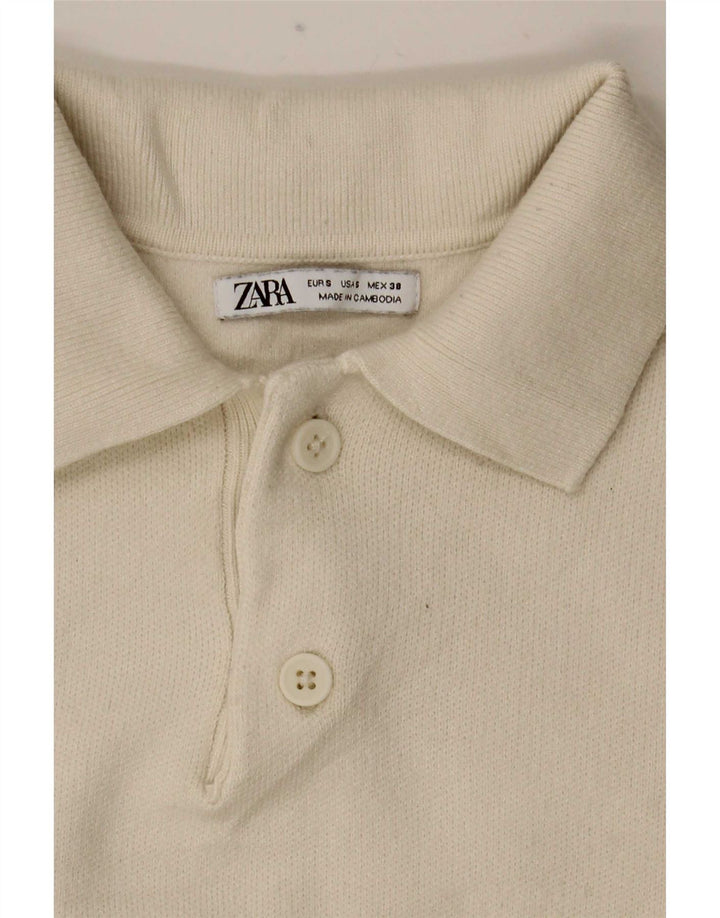 Zara Suéter masculino com gola polo e pequeno branco