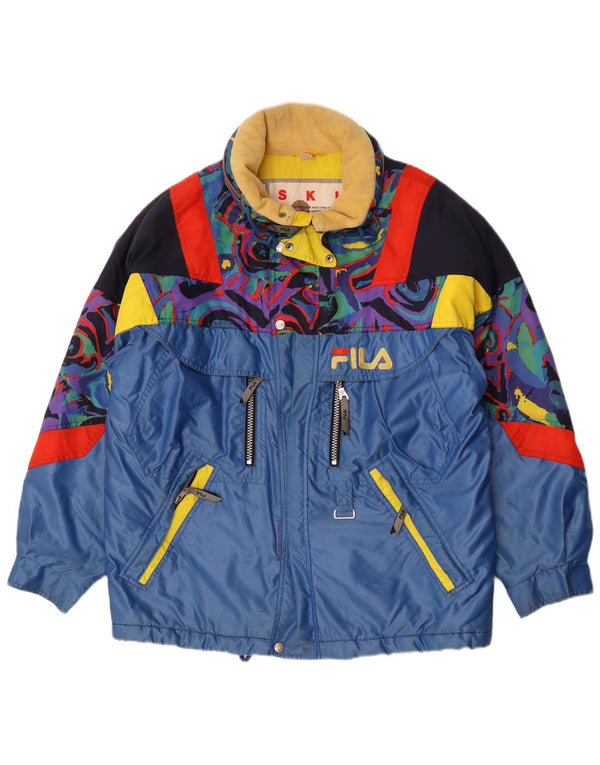 Jaqueta de esqui masculina Fila com capuz solto UK 36 pequeno bloco azul