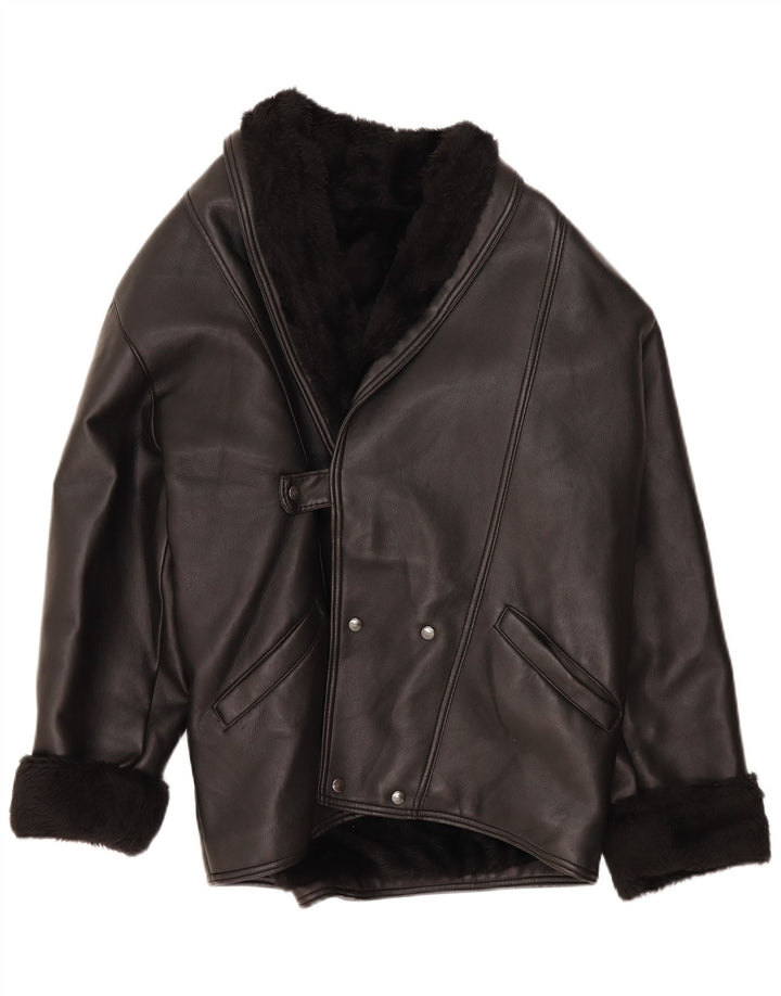 Jaqueta masculina vintage de shearling IT 38 Shearling preto médio