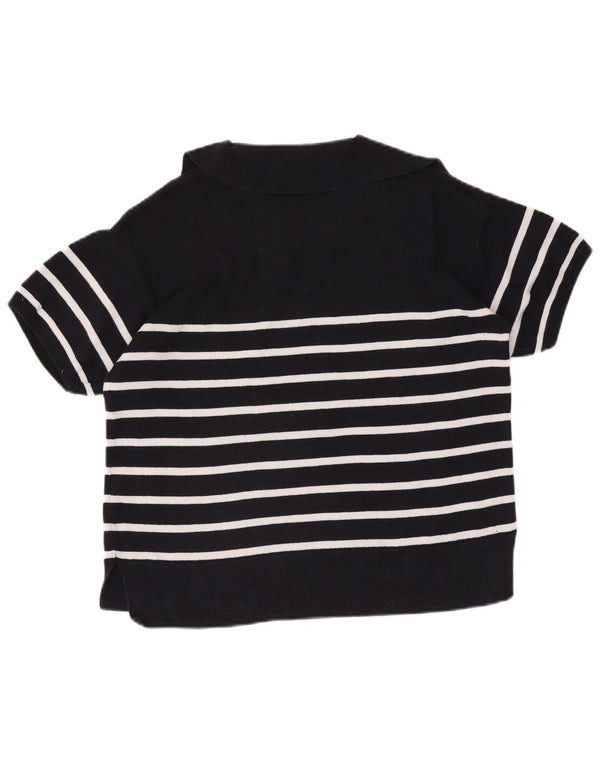 Suéter feminino Marks & Spencer com gola polo e gola polo Reino Unido 14 médio azul marinho