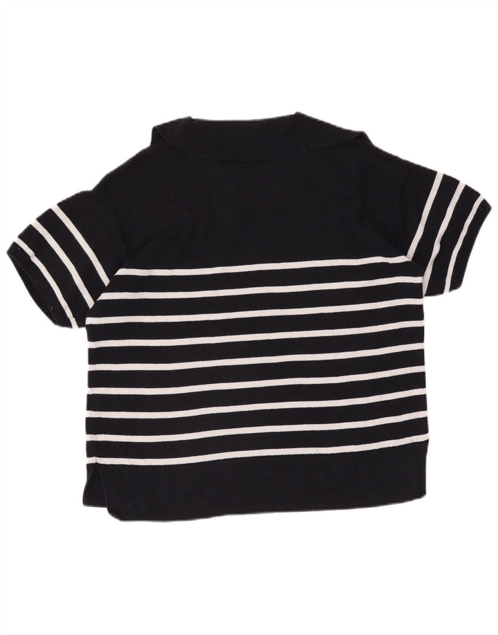 Suéter feminino Marks & Spencer com gola polo e gola polo Reino Unido 14 médio azul marinho