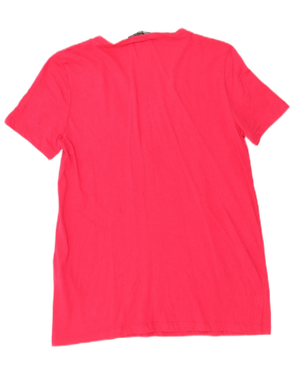Camiseta feminina Zara Top UK 10 pequeno algodão rosa