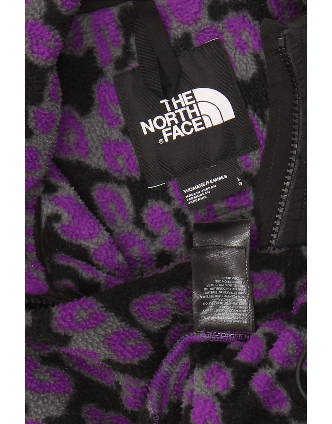 Jaqueta de lã feminina THE NORTH FACE Reino Unido 16 grande estampa animal roxa