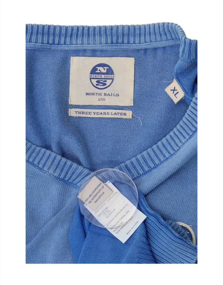 Suéter masculino North Sails com decote em V XL azul algodão