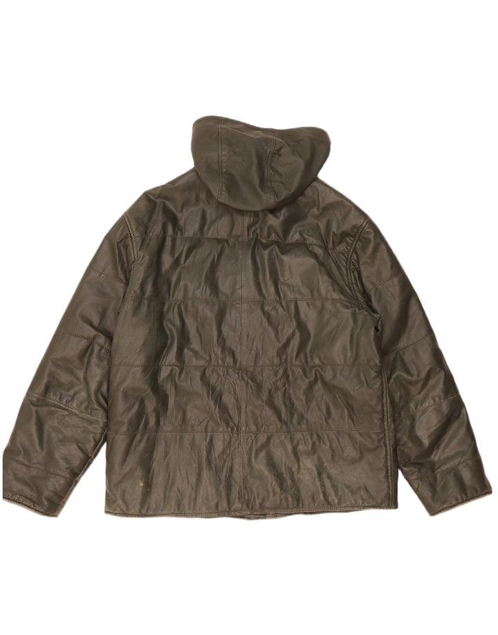 Jaqueta masculina de couro com capuz Morris IT 52 XL couro verde