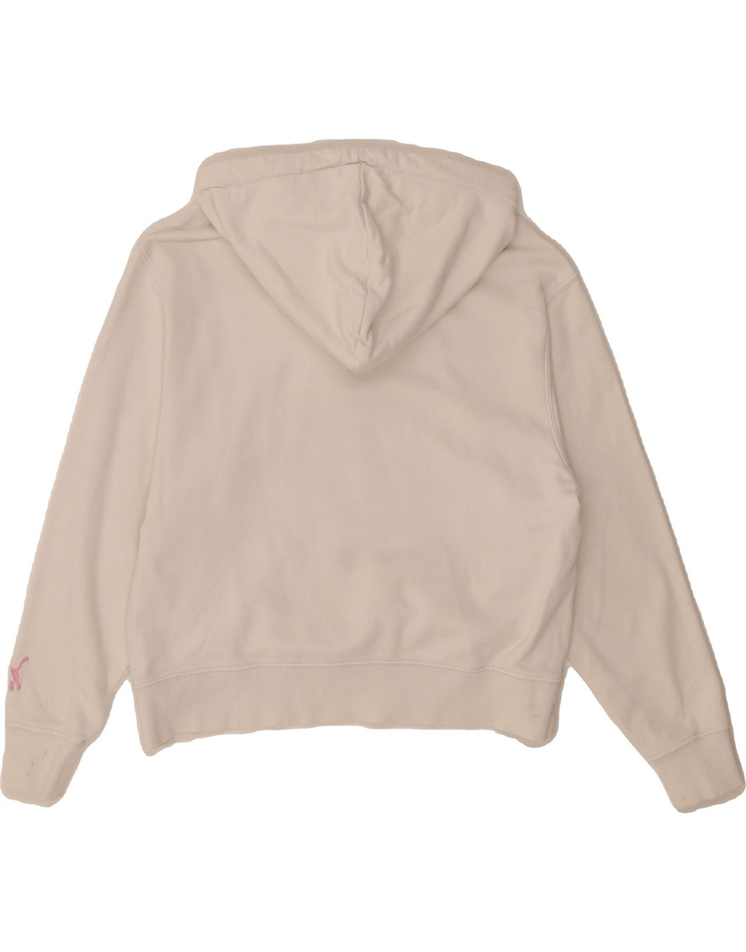 PUMA Womens Graphic Hoodie Jumper UK 10 Small Off White Cotton Vintage Puma and Second-Hand Puma from Messina Hembry 