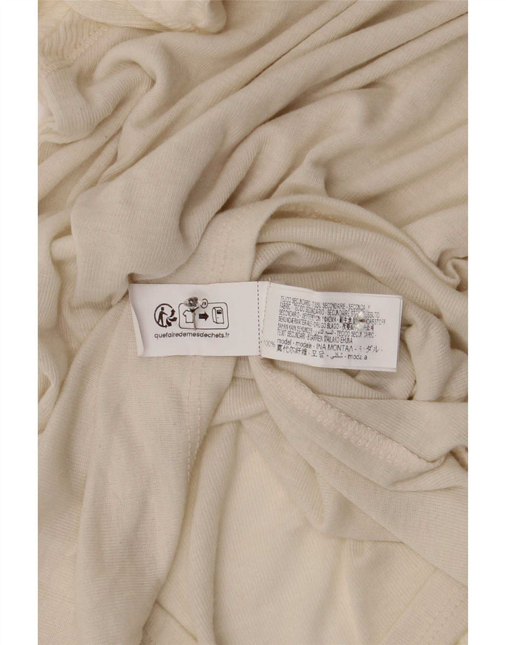 Top feminino Zara manga comprida UK 8 pequeno modal branco