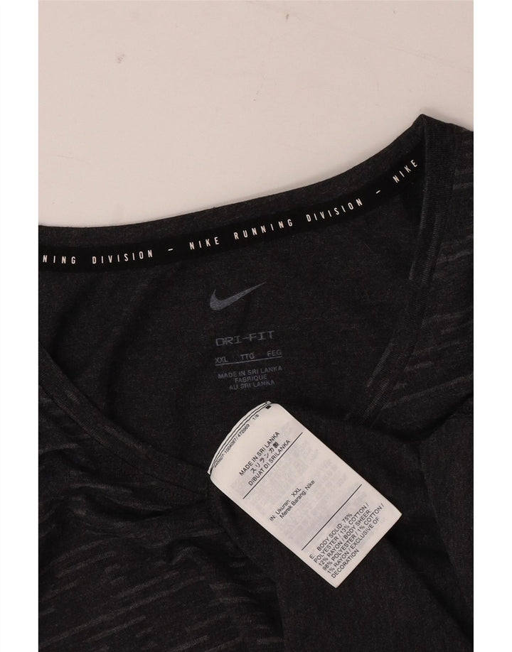 Camiseta masculina Nike Dri Fit Top 2XL poliéster geométrico cinza