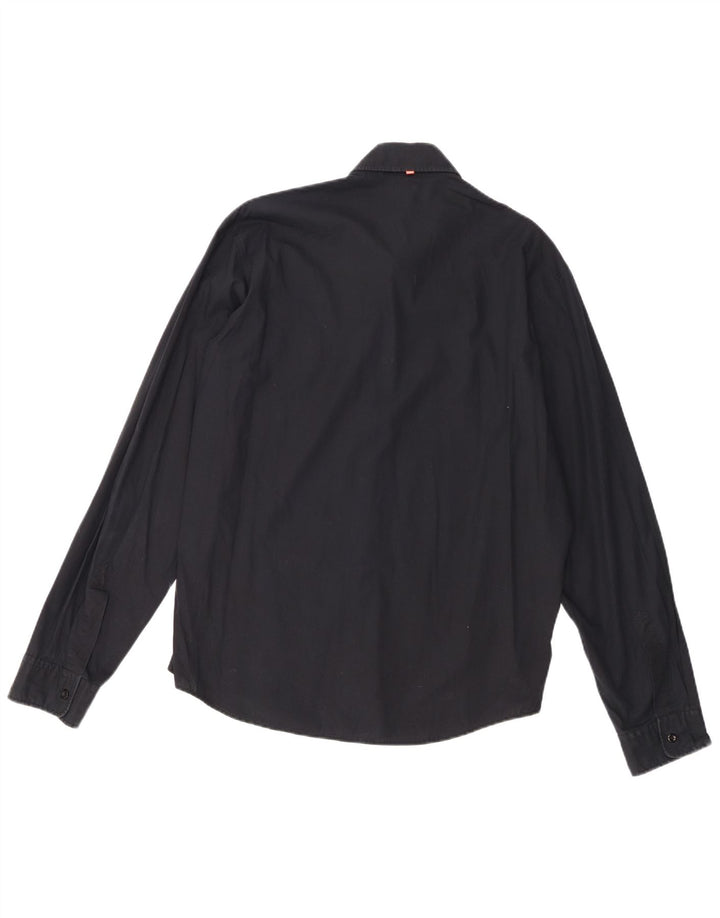 Camisa masculina Hugo Boss de algodão preto médio