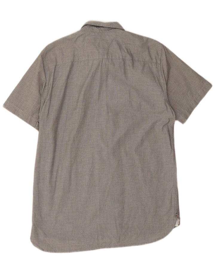 TOMMY HILFIGER Camisa masculina de manga curta regular fit algodão cinza médio