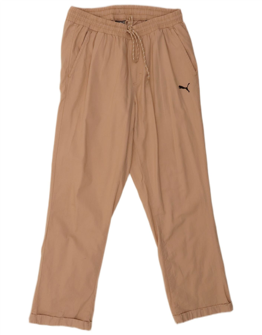 Calça feminina reta casual PUMA grande W30 L29 algodão bege
