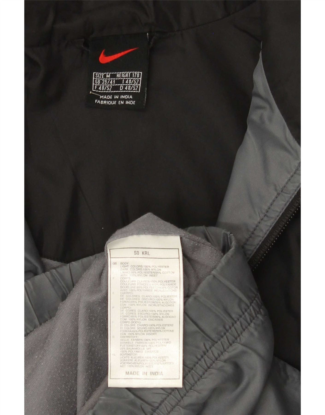 Nike Mens Tracksuit Top Jacket UK 39/41 Cinza Médio Colourblock Poliéster