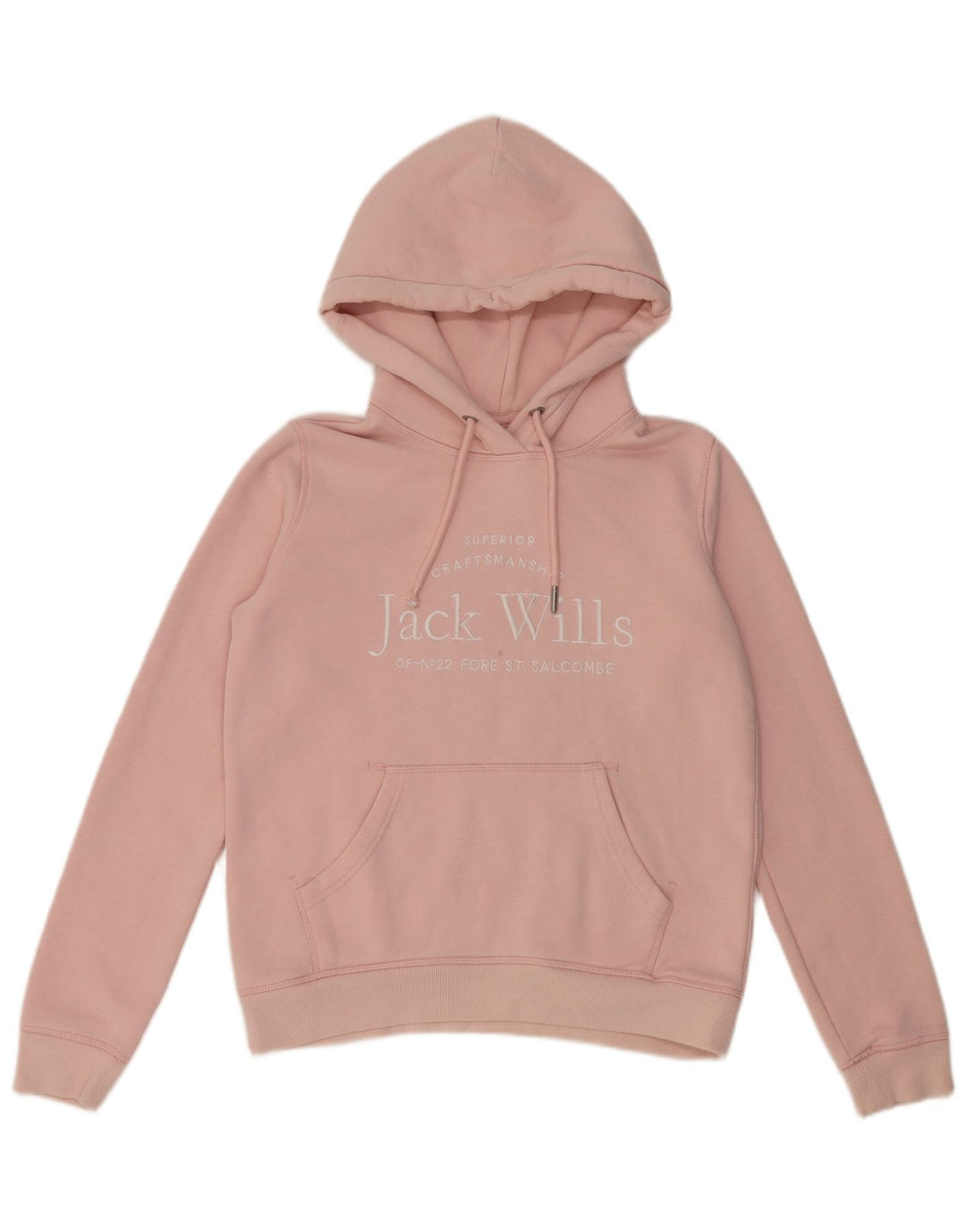 JACK WILLS Suéter feminino com capuz gráfico Reino Unido 8 pequeno algodão rosa