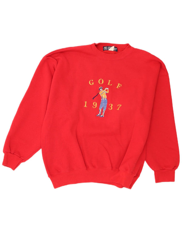Moletom gráfico masculino vintage Jumper XL algodão vermelho