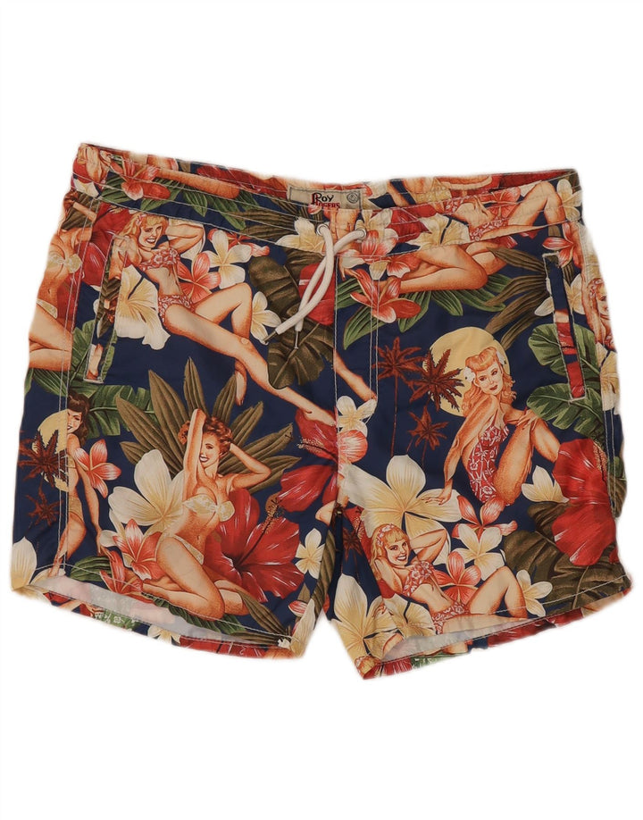 ROY ROGERS Shorts de natação masculino grande poliéster floral multicolorido
