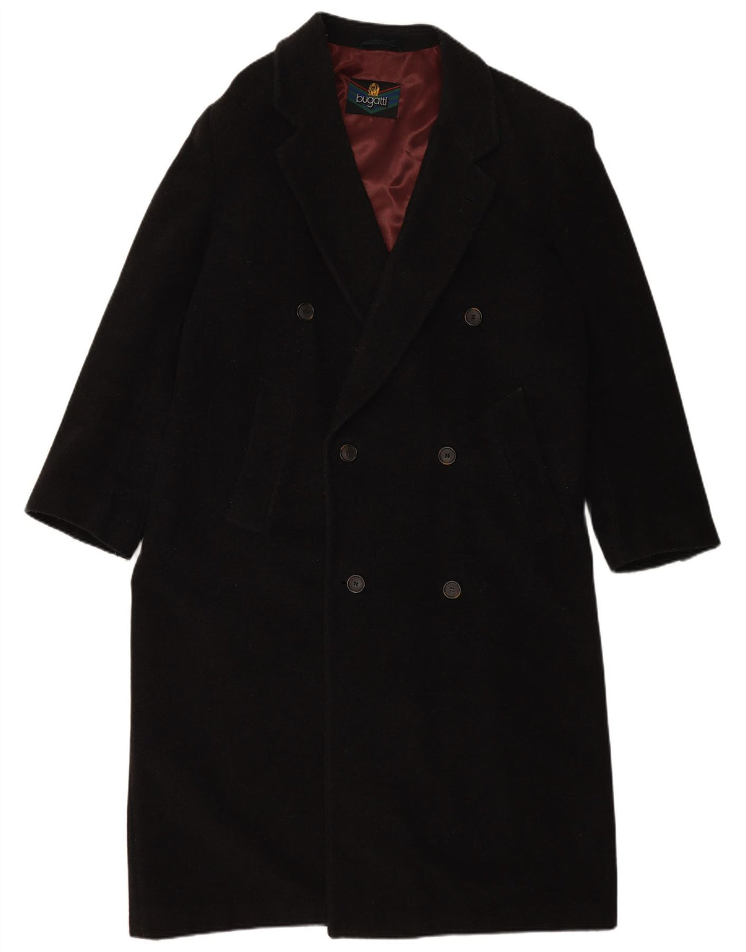 Casaco masculino BUGATTI com corte solto e trespassado duplo IT 48 lã preta média