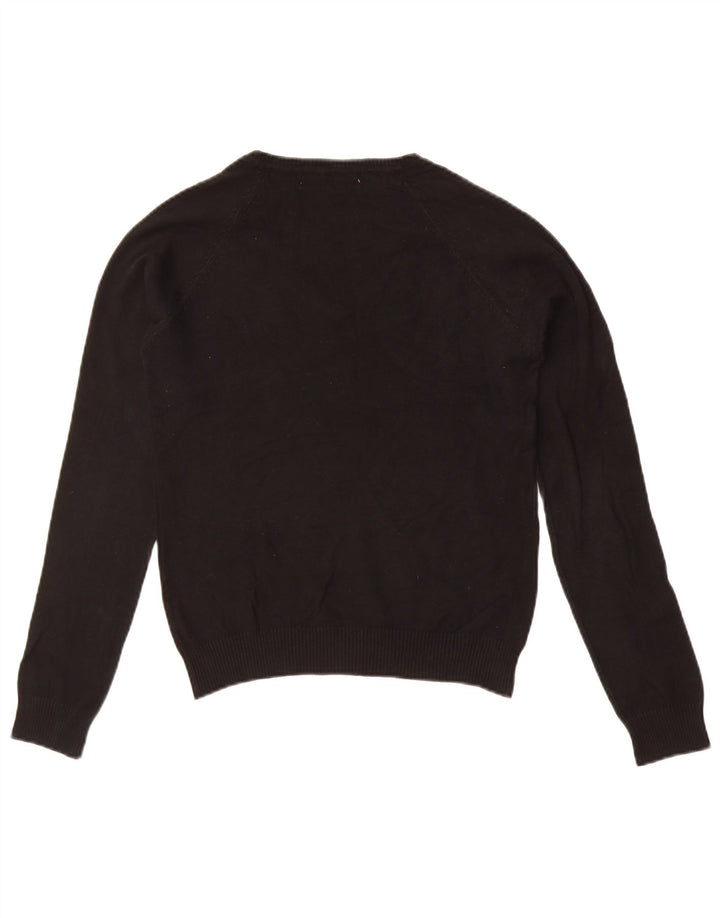 Suéter feminino Zara com decote em V Reino Unido 12 algodão preto médio