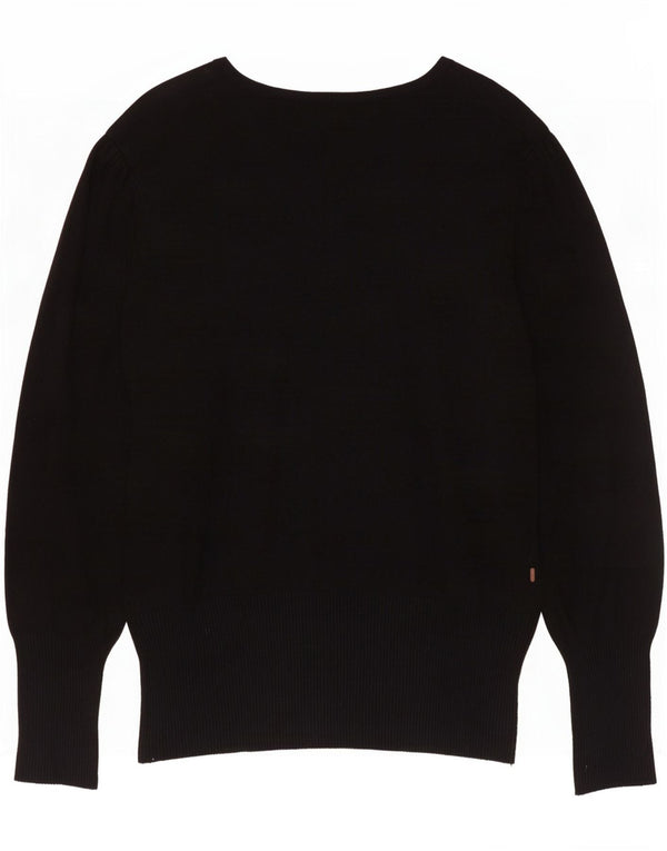 Suéter feminino Marks & Spencer com gola canoa Reino Unido 18 XL preto viscose